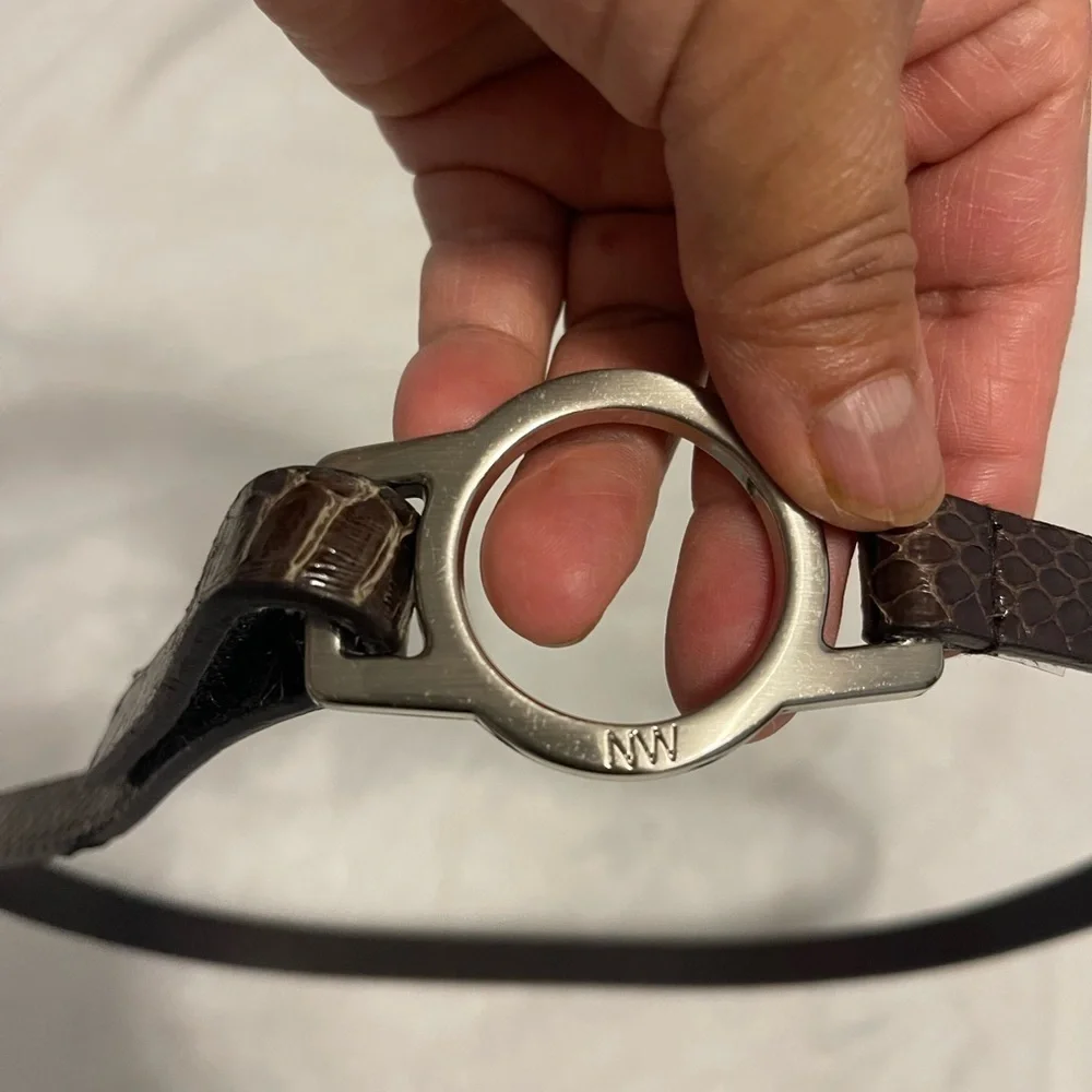 Nine West Genuine Snake Simulated Leather Lining Women belt Medium Brawn